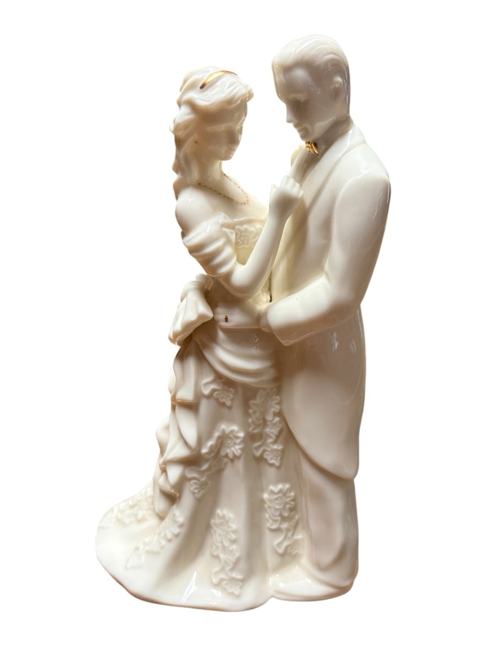 Vintage La Vie Wedding Porcelain Dancing Couple Figurine White & Gold 8.5" - Picture 2 of 8